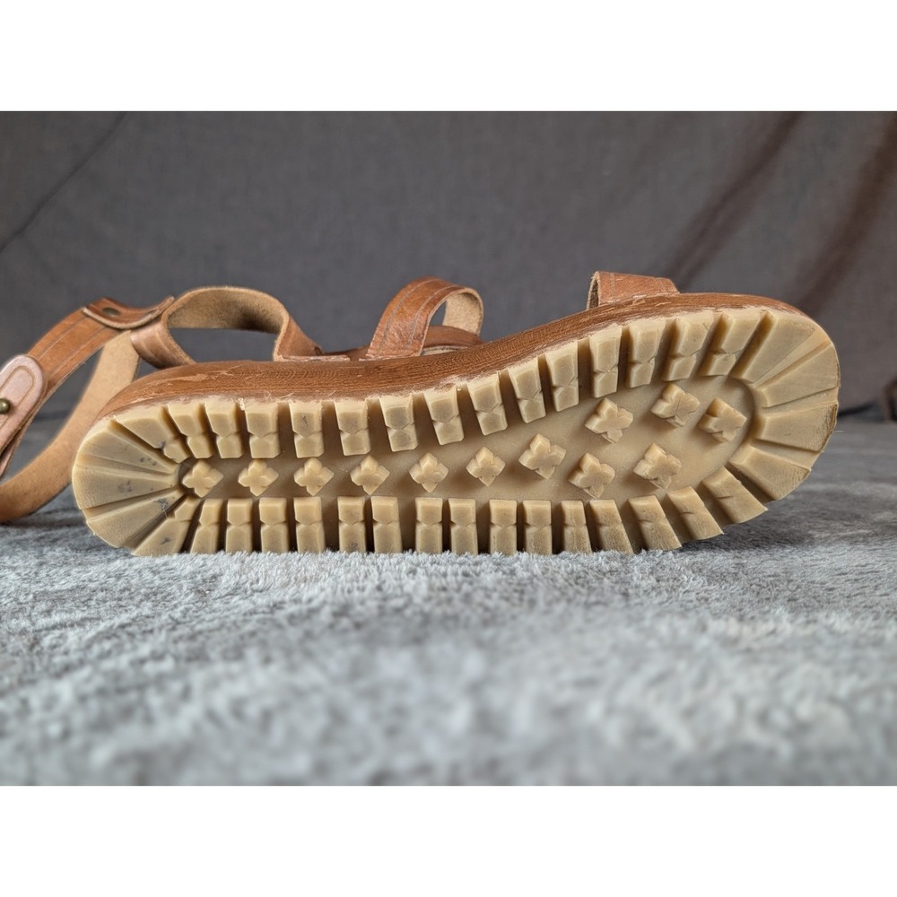 Swedish Hasbeens Sandal Wood Heel Boho Leather EU 40 Gladiator Handmade Spring - Picture 5 of 16